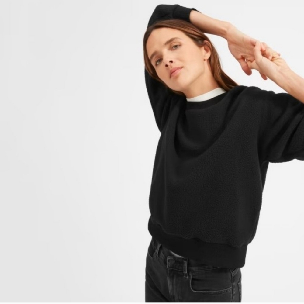 Everlane Women’s XS Black The ReNew Fleece Sweatshirt New with Tags
